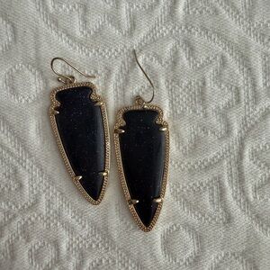 Kendra Scott Gold-Trim Black Arrowhead Drop Earrings - Women Jewelry